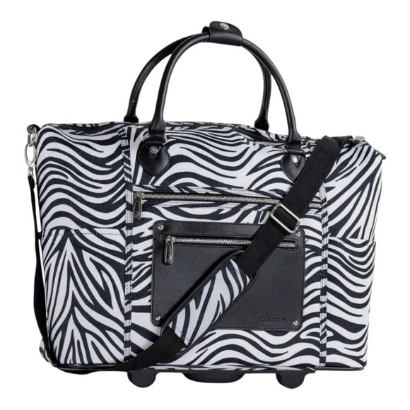 CALPAK Zanny Carry On Bag Zebra Animal Print Rolling Tote Collection Laptop NWT - Picture 1 of 8